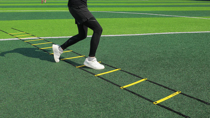 YGORTECH Football Speed Agility Training Set Agility Ladder 12 Sports Cones and Football Kick Trainer Football Training Equipment Footwork Drills