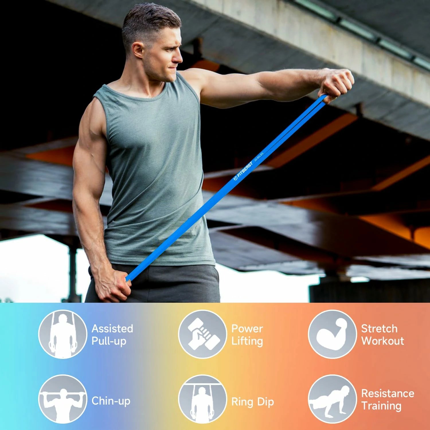 FitBeast Rubber Pull Up Bands Set with Door Anchor