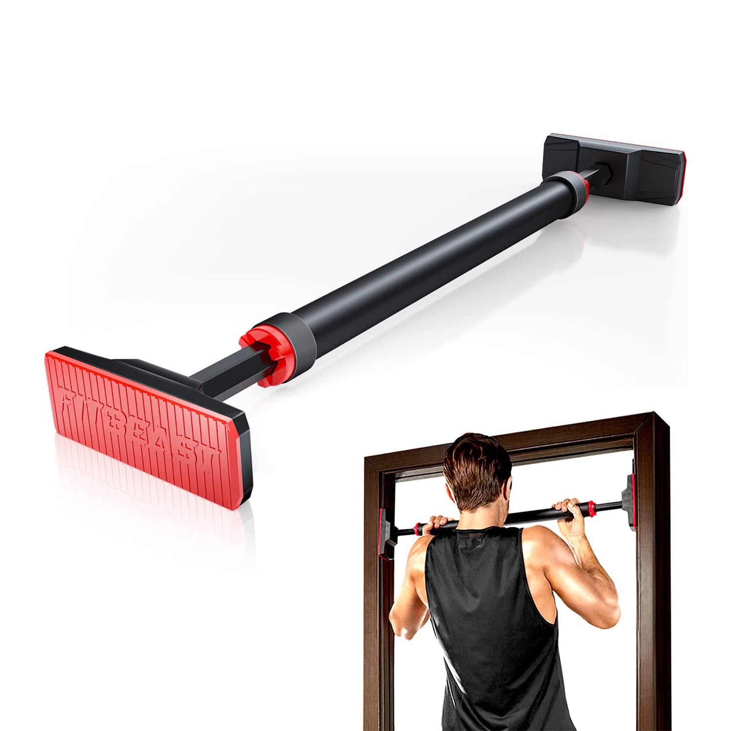 Fitbeast store Pull Up Bar For Doorway Black & Red.