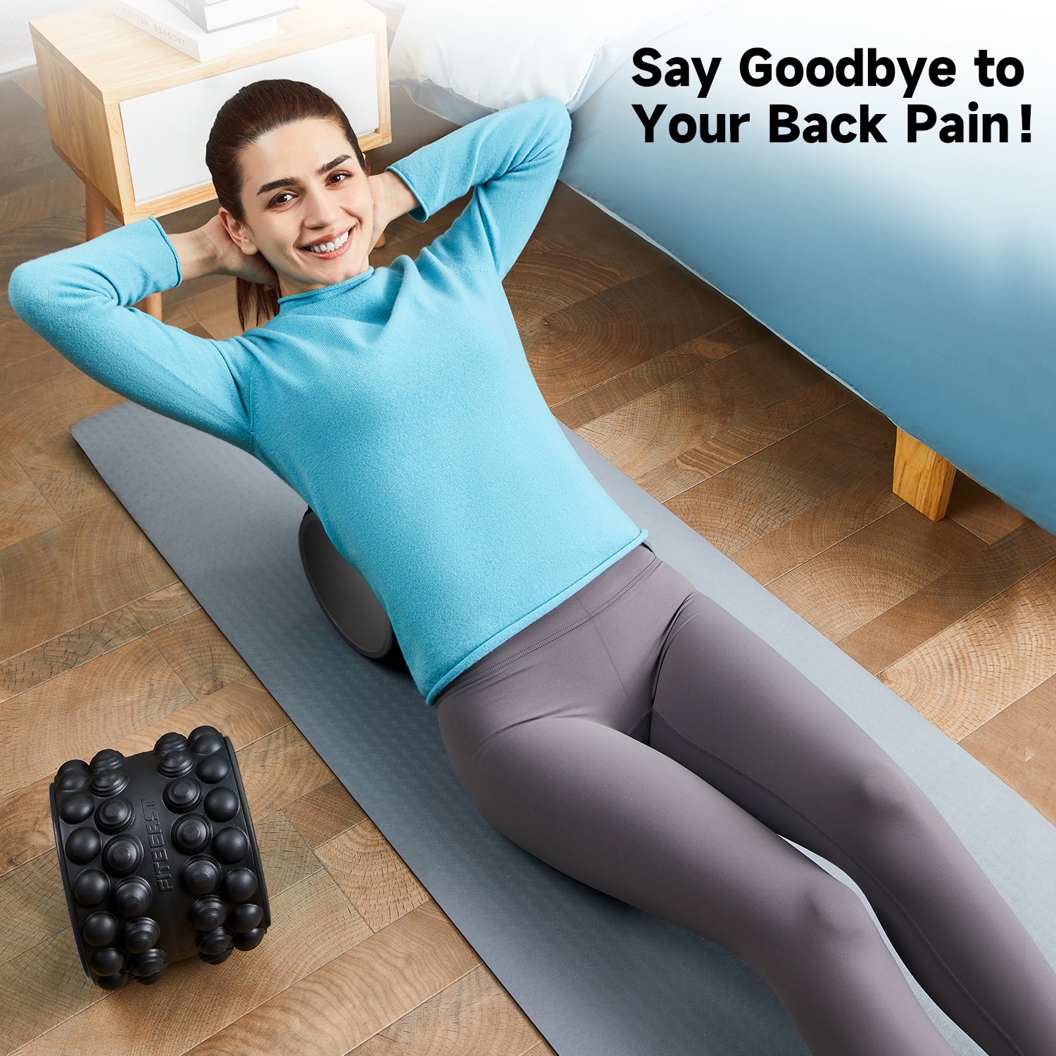 FitBeast G2 Back Roller - Back Wheel for Deep Tissue Massage (9'', Blu