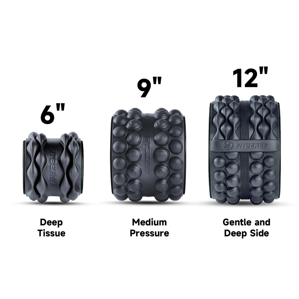 Fitbeast Back Roller Wheel for Back and Neck Pain Relief, 3 Pack, Black
