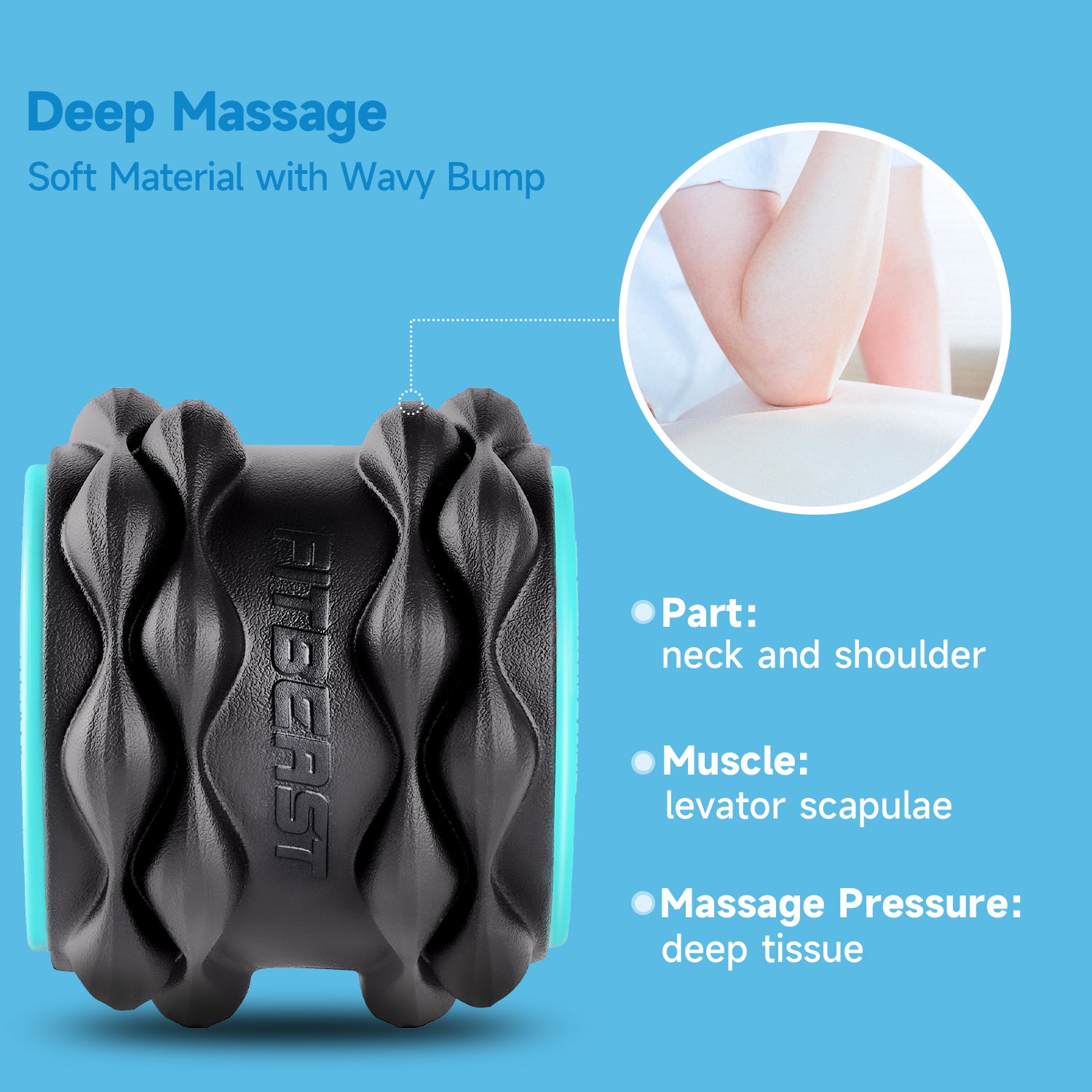 FitBeast G2 Back Roller - Back Wheel for Deep Tissue Massage (9'', Blu