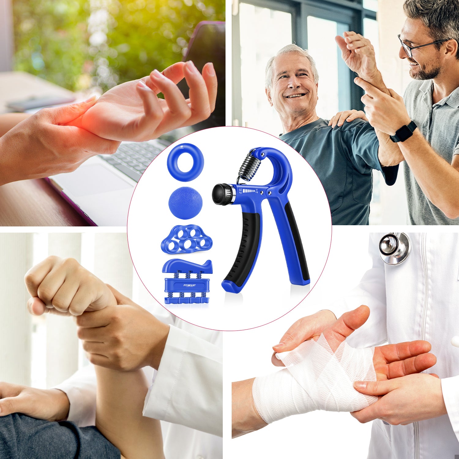 Adjustable Hand Grip Strengthener Workout Kit - FitBeast