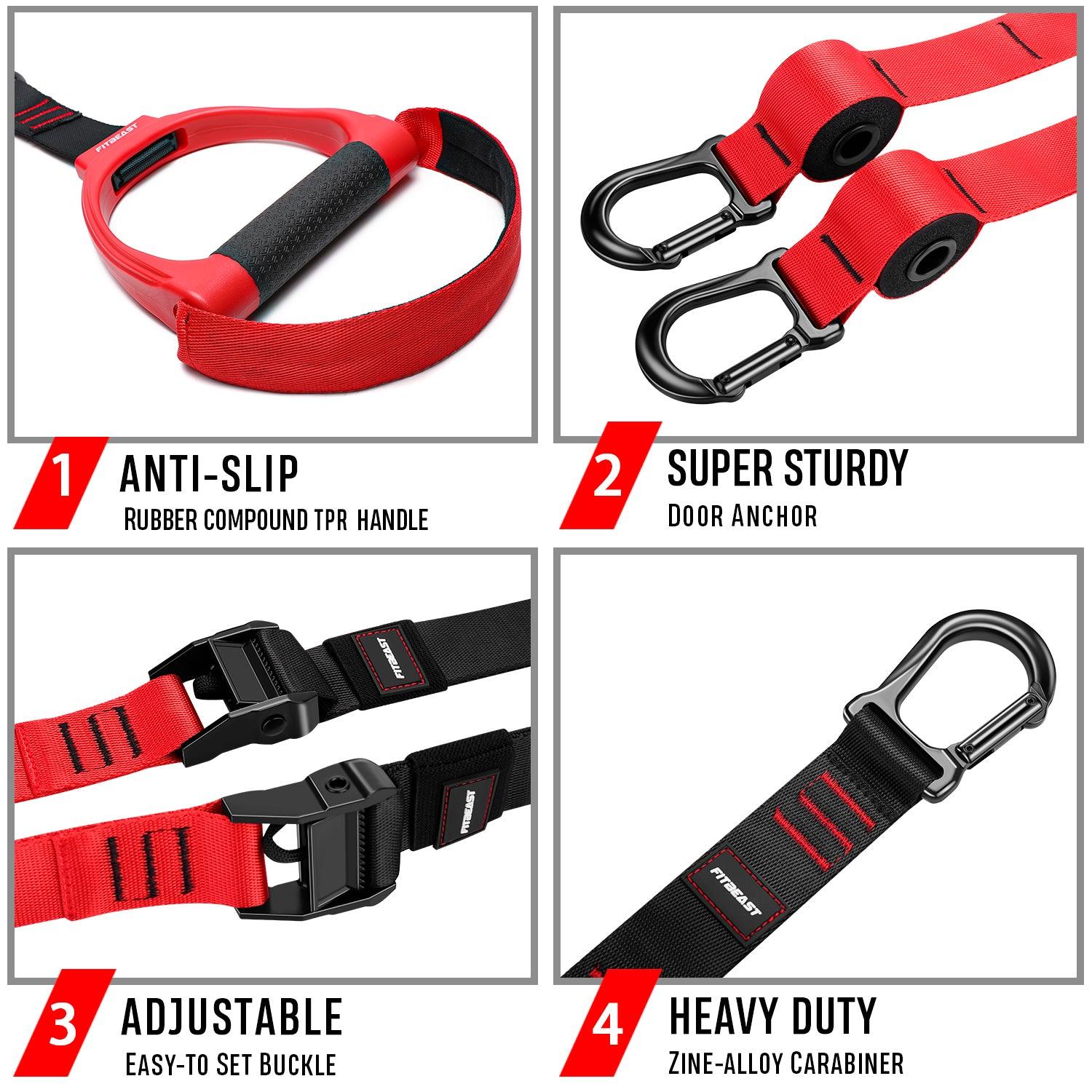 Yes4All Suspension Trainer Straps/Suspension Straps for Full Body Workout  and Strength Enhancing, Suitable for Home Gym Indoors Outdoors Fitness  Exercise \xe2\x80\x93 Red/Black 